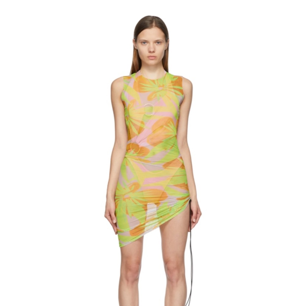 Louisa Ballou Pink & Green Heatwave Ruched Dress